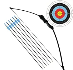 ティーンエイジャーのプレゼント 取り外し可能 右左手兼用の練習弓 矢6本とターゲット紙２枚付属 子供向け伝統的な弓道専用道具 初心者なリカーブボウ アーチェリーセット FUNTRESS