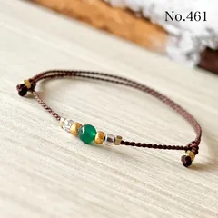 461 グリーンめのう　天然石　ブレスレット　ハンドメイド　シンプル　お守り