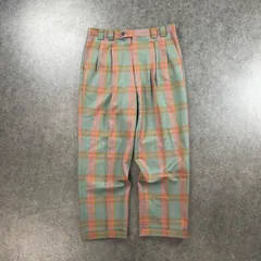日本製 90s Vintage LANCEL Wool Slacks ランセル スラックス タック入り パンツ ウール 100% チェック柄 マルチカラー 2タック メンズ W88 大きいサイズ