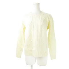 ケイビーエフ KBF アーバンリサーチ ニット セーター クルーネック 長袖 ウール混 さっくり ケーブル編み アラン柄 One 白 アイボリー /CK4