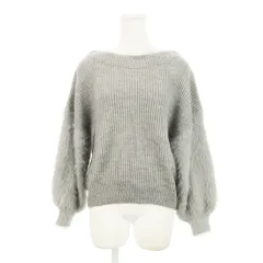 グローバルワーク GLOBAL WORK ニット セーター ラウンドネック 長袖 ウール混 切替 シャギー ゆったり M グレー /AH5