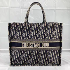 Christian Dior(クリスチャン・ディオール）オブリーク　ブックトートラージ　エンブロイダリートートバッグ　ネイビー