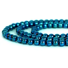 ○1連販売○ヘマタイト ブルーメタリック【丸玉】6ｍｍ【天然石 ビーズ パワーストーン】