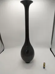 花器 焦げ茶色 一輪挿し 花台 窯 工房 池坊 フラワーベース 水盤 華道具 花瓶 変形 シンプル 生花 華道 金属 手作り アンティーク レア レトロ インテリア ビンテージ 昭和 焼青銅色 24428四つ葉[YT00520]