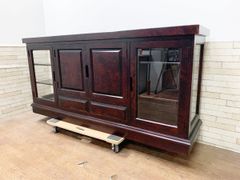 1662 アンティーク ダイヤガラス ロータイプの収納棚 飾り棚 ボード
