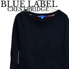 BLUE LABEL CRESTBRIDGE ブルーレーベルクレストブリッジ ネイビー ニットセーター レーヨン30% ナイロン40% カシミヤ5% 日本製 38 Mサイズ相当 上質素材 レディース エレガント 001199H