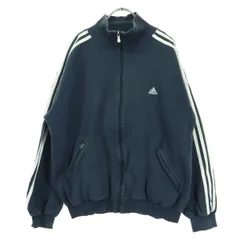 adidas アディダス ワンポイントロゴ 長袖 ハイネック トラックジャケット M ネイビー メンズ 古着
