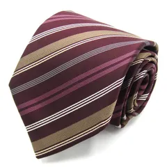 コムサメン ブランド ネクタイ ストライプ柄 シルク 日本製 PO メンズ ワインレッド COMME CA MEN 【中古】