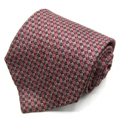 ロベルタ・ディ・カメリーノ ブランド ネクタイ 小紋柄 格子柄 シルク PO メンズ レッド Roberta di Camerino 【中古】