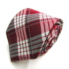 メイル&コー ブランド ネクタイ チェック柄 シルク PO メンズ レッド MALE & Co 【中古】