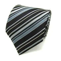 コムサメン ブランド ネクタイ ストライプ柄 シルク PO メンズ ブラック COMME CA MEN 【中古】