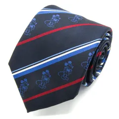 ディズニー ブランド ネクタイ ミッキーマウス ストライプ柄 PO メンズ ネイビー Disney 【中古】