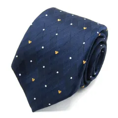 ディズニー ブランド ネクタイ ミッキーマウス ドット柄 チェック柄 PO メンズ ネイビー Disney 【中古】