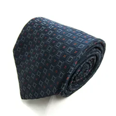 コムサデモードメン ブランド ネクタイ 小紋柄 格子柄 伊製生地 シルク PO メンズ ネイビー COMME CA DU MODE 【中古】