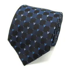 ディズニー ブランド ネクタイ ミッキーマウス ドット柄 チェック柄 シルク PO メンズ ネイビー Disney 【中古】