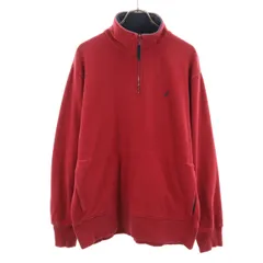 NAUTICA ノーティカ 長袖 ハーフジップ プルオーバー トレーナー L レッド 裏起毛 スウェット メンズ 古着