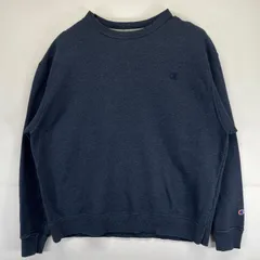 古着 チャンピオン Champion スウェット 大きいサイズ トレーナー クルーネック ワンポイントロゴ刺繍 スポーツ XL  ネイビー系 メンズ