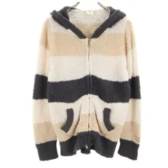 gelato pique ジェラートピケ ボーダー 長袖 ジップパーカー F ネイビー ルームウェア レディース 古着