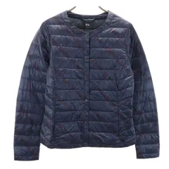 UNIQLO ユニクロ 総柄 ウルトラライトダウンジャケット S ネイビー系 収納袋付き レディース 古着