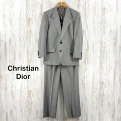 Christian Dior クリスチャンディオール CD ロゴ 裏地 ウール シルク 背抜き シングル テーラードジャケット 春夏 パンツスーツ ビジネス セットアップ グレー A-5