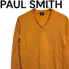 Paul Smith ポールスミス イエロー Vネックセーター ニット 長袖 羊毛100% 中国製 S Sサイズ メンズ カジュアル おしゃれ 秋冬 001207H