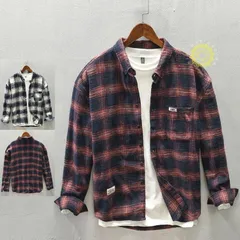 ボタンダウンシャツ 長袖 起毛 綿 秋 トップス ネルシャツ チェック柄 カジュアルシャツ メンズ