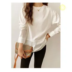 春秋 プルオーバー 重ね着 新作 カットソー ブラウスtシャツ ゆったり サイドスリット レディース ブラウス ロングtシャツ スエット 長袖t