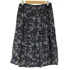 パドカレ pas de calais ウール総柄プリント タックフレアスカート レディース  36