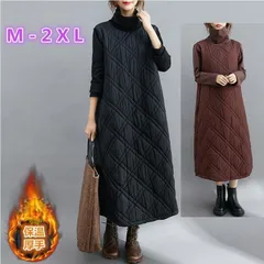 新着秋冬ワンピース レディースミモレ丈ワンピース ゆったり長袖ワンピース 通勤OLワンピース全2色 厚手ハイネック裏ボアワンピース 大きい