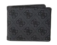GUESS メンズレザースリム二つ折り財布, チャコール/ブラック, One Size 