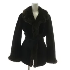 バーバリーブルーレーベル BURBERRY BLUE LABEL チェスターコート アウター ウール ミドル フェイクファー ベルト付き 38 M 黒 ブラック /XZ ■GY13