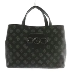 ゲス GUESS HENSELY LOGO Girlfriend Satchel ハンドバッグ ショルダー 2WAY PVC レザー 総柄 黒 ブラック PM837807 /XZ ■GY13