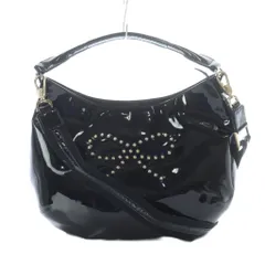アニヤハインドマーチ ANYA HINDMARCH 2WAYバッグ ショルダー ハンド スタッズリボン エナメルレザー 黒 ブラック /RI ■OS