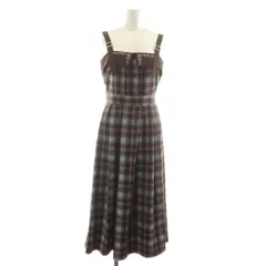 アクシーズファム axes femme タグ付き 刺繍入り配色チェックジャンスカ ロング フレア F 茶 ブラウン TS341X175 /RR