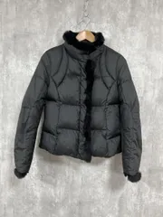 MOGA モガ ファー ショート丈 ノーカラー ジャケット size2/黒 ◆■◎レディース