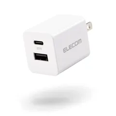 【人気商品】20W 2ポート PD対応 USB-A 折りたたみ式プラグ USB-C コンセント ホワイト 充電器 EC-AC12020WH エレコム