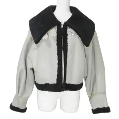 ムルーア MURUA オーバーカラーショートフェイクムートン アイボリー