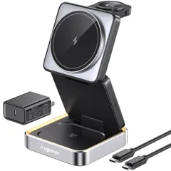 【新着商品】1 急速 MagSafe充電器 折りたたみ式 in ワイヤレス充電ステーション ナイトライト付き 旅行 持ち運び便利マグセーフスタンド iPhone 3 17/16/15/14/13/12 Apple Watch AirPods 【2025新登場】