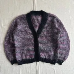 ～90s　euro vintage　ユーロヴィンテージ　毛足長め　モヘア　ローゲージニット　短丈カーディガン　濃淡ピンク×グレー　マルチボーダー柄　Y2K　パンキッシュ　フェアリーグランジ　stripes design mohair knit cardigan