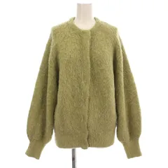 アダムエロペ Adam et Rope' ファーニットミドルカーディガン GAK-52540 シャギーニット 長袖 F 緑 グリーン /☆G