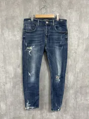 ZARA MAN ザラ マン ダメージ加工 クラッシュ加工 ケミカルウォッシュ ジーンズ ジーパン ストレッチ スキニー デニムパンツ size42/－ ■■ メンズ