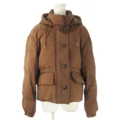 ユニクロ UNIQLO U パテッドパーカー 中綿ジャケット ジップアップ フーディー L 茶 ブラウン 211-431585 /AO10 ■GY12