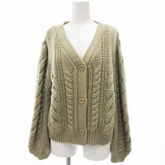 グローバルワーク GLOBAL WORK ケーブルニット セーター カーディガン 長袖 L 緑 グリーン 