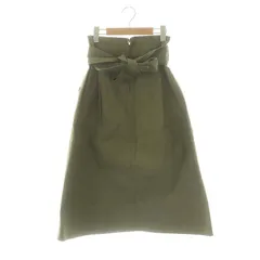 B&Y ユナイテッドアローズ BEAUTY&YOUTH ビューティー&ユース リボンタイ ベルト スカート Aライン フレア ミモレ丈 M カーキ /KO ■OS