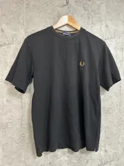 FRED PERRY フレッドペリー 刺繍 ロゴ クルーネック ユニセックス Tシャツ 黒 ■◆ メンズ