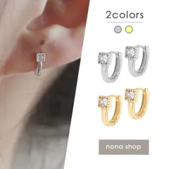 ピアス フープ リング ワンタッチ キラキラ スクエア 四角 ゴールド シルバー ミニ 小ぶり 小さめ 上品 シンプル おしゃれ 韓国風 普段使い プチ 6mm