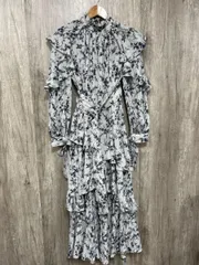 SNIDEL スナイデル 花柄 ロング フリルプリーツオーバー ワンピース size1/白ｘ青 ◇■ レディース