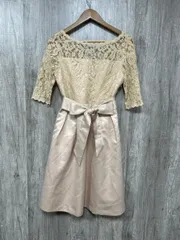 GIRL 花柄 同窓会 パーティー 総レース 結婚式二次会 ドレス ワンピース sizeM/ベージュ ■■ レディース