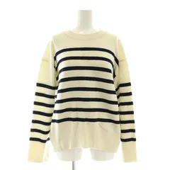 ギャルリーヴィー GALERIE VIE トゥモローランド 22AW ファインウールライト クルーネックプルオーバー ニット セーター 長袖 チュニック丈 ボーダー F アイボリー 黒 ブラック /MI ■OS