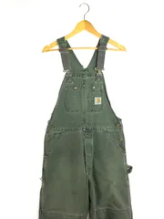 USA製 Carhartt MOS ダブルニー オーバーオール モスグリーン 古着 Carhartt パデット MOS モスグリーン ダック Wニー ワーク